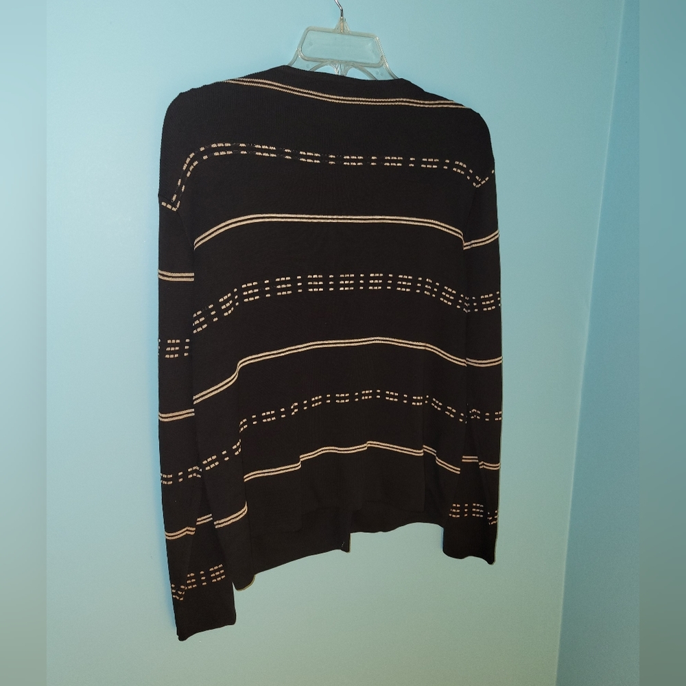 Talbots Black Beige Silk Cardigan sz. Medium - Picture 6 of 8